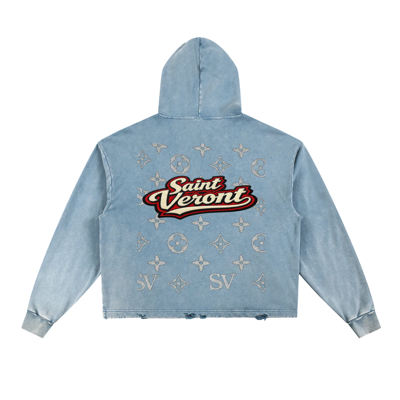 Saint Veront Vintage Washed Frayed-Hem Hoodie