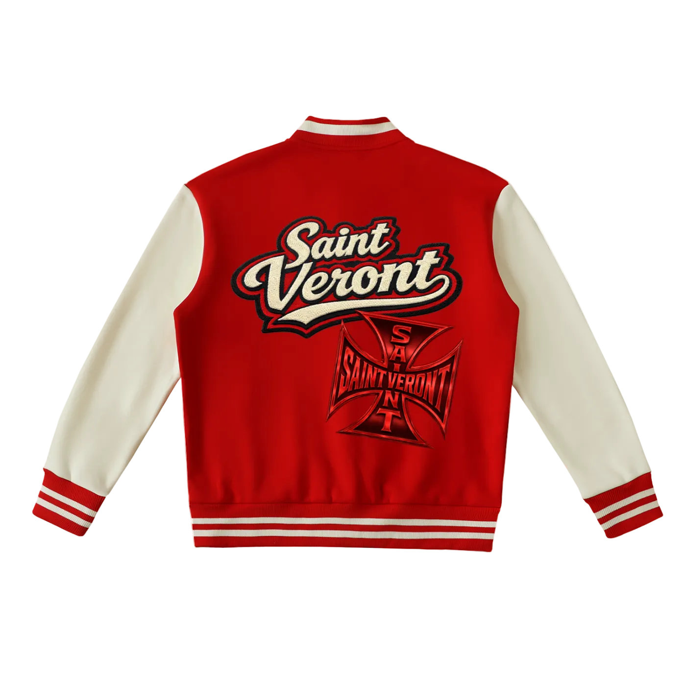 Saint Veront Fleeced red Varsity Jacket