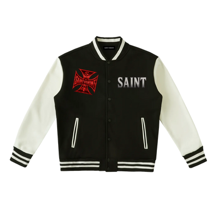 Saint Veront  Fleeced black Varsity Jacket