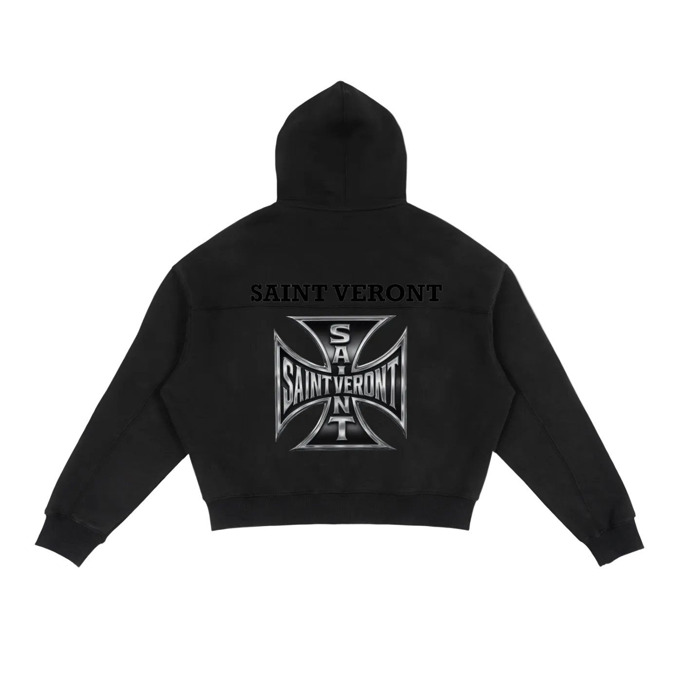 Saint Veront Zip-Up black Boxy Hoodie