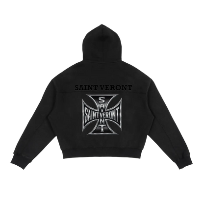 Saint Veront Zip-Up black Boxy Hoodie