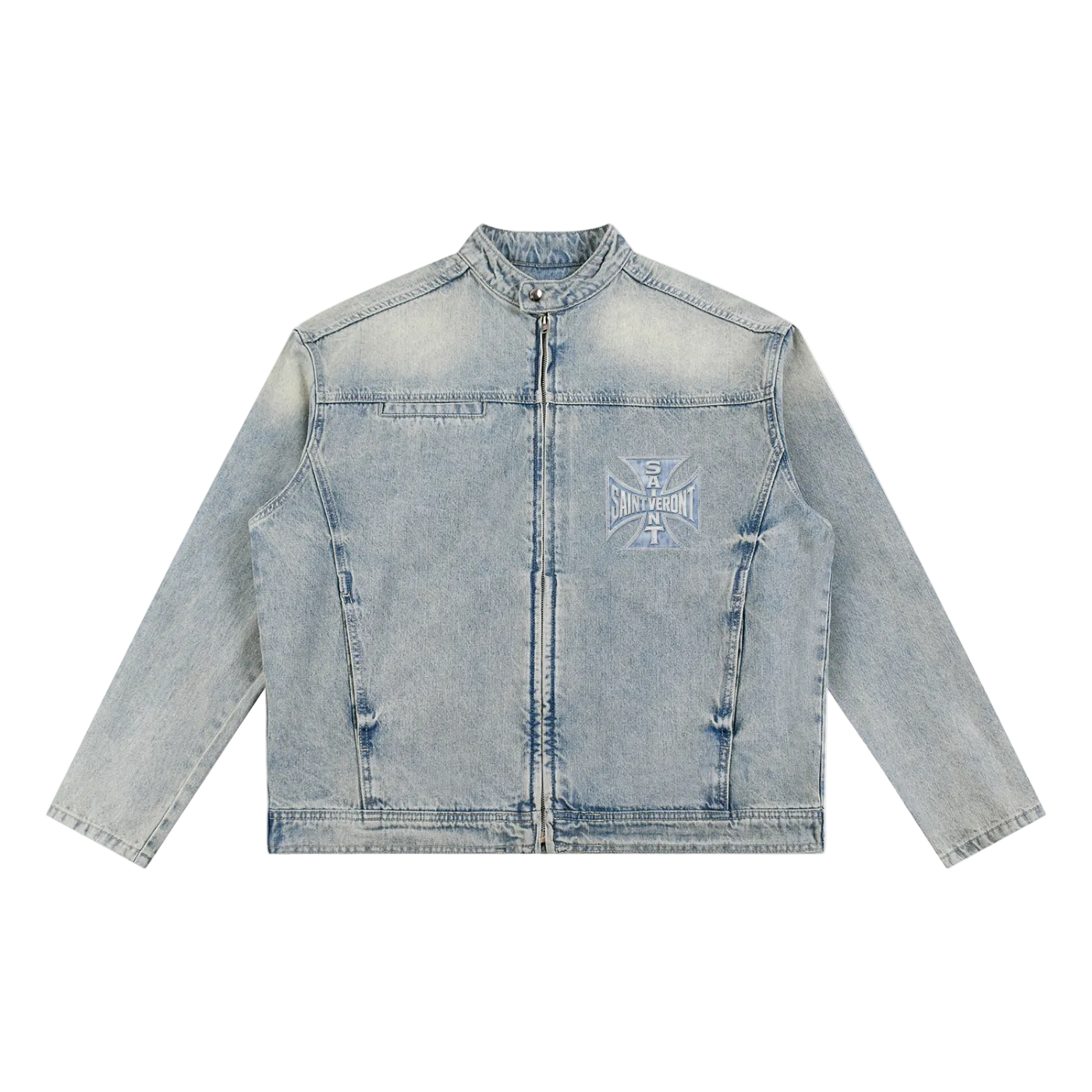 Saint Veront Vintage Wash Zip Denim Jacket