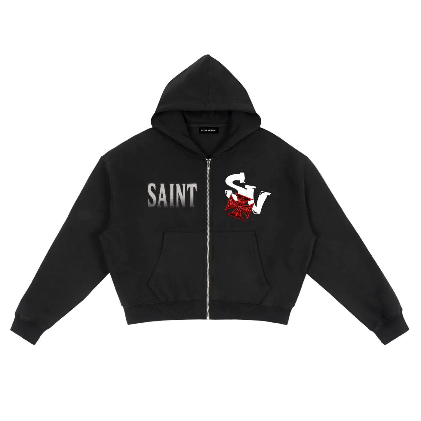 Saint Veront Fleece Zip-Up Boxy Hoodie