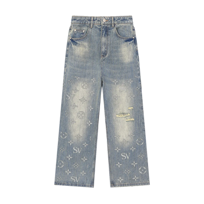 Saint Veront Vintage Wash Distressed Denim Jeans