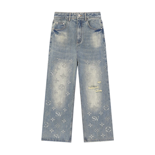 Saint Veront Vintage Wash Distressed Denim Jeans