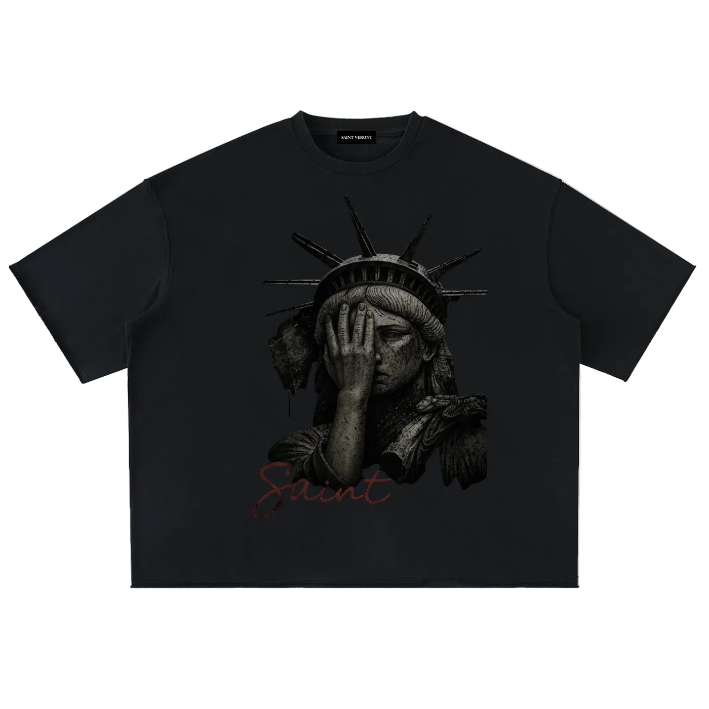 Washed Rolled Hem Half Sleeve T-Shirt