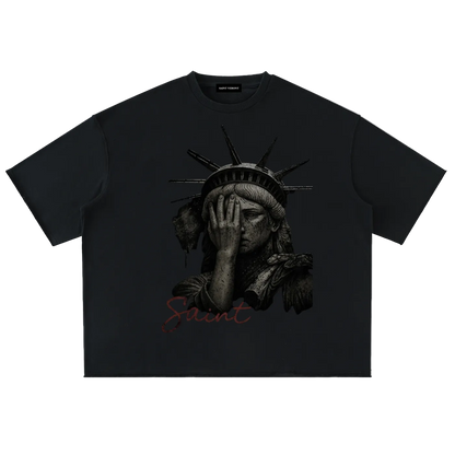 Washed Rolled Hem Half Sleeve T-Shirt