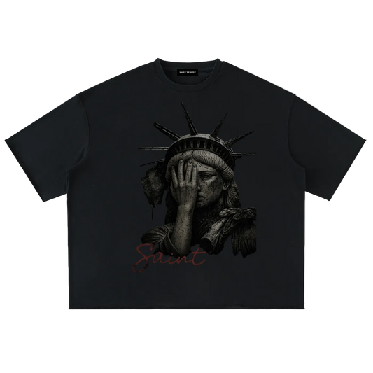 Washed Rolled Hem Half Sleeve T-Shirt