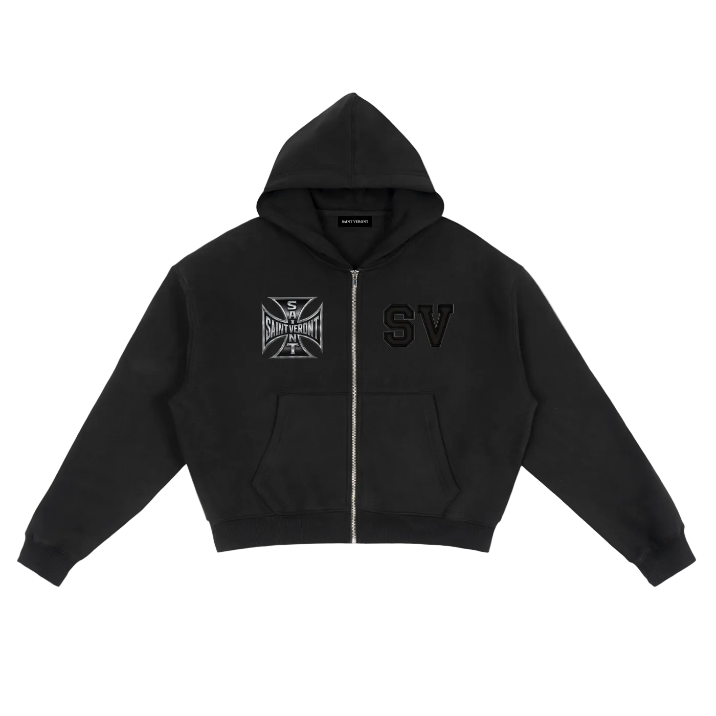 Saint Veront Zip-Up black Boxy Hoodie
