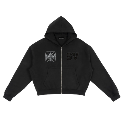 Saint Veront Zip-Up black Boxy Hoodie