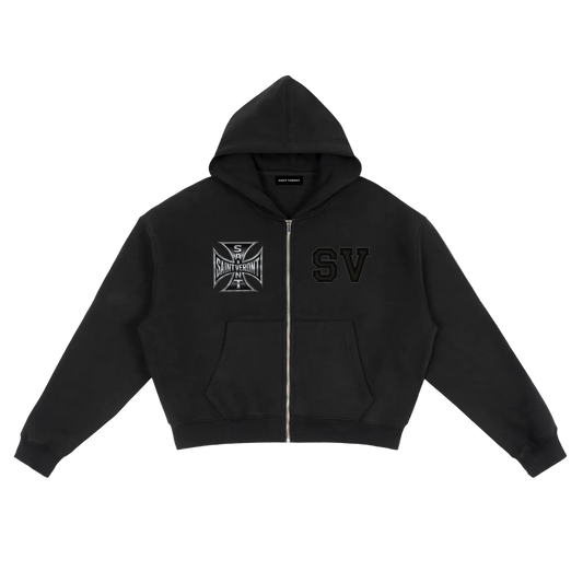 Saint Veront Zip-Up black Boxy Hoodie
