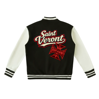 Two-Tone Fleeced Varsity Jacket