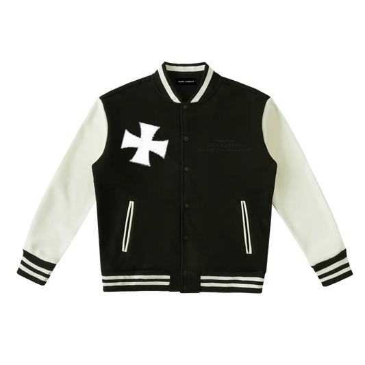 Two-Tone Fleeced Varsity Jacket