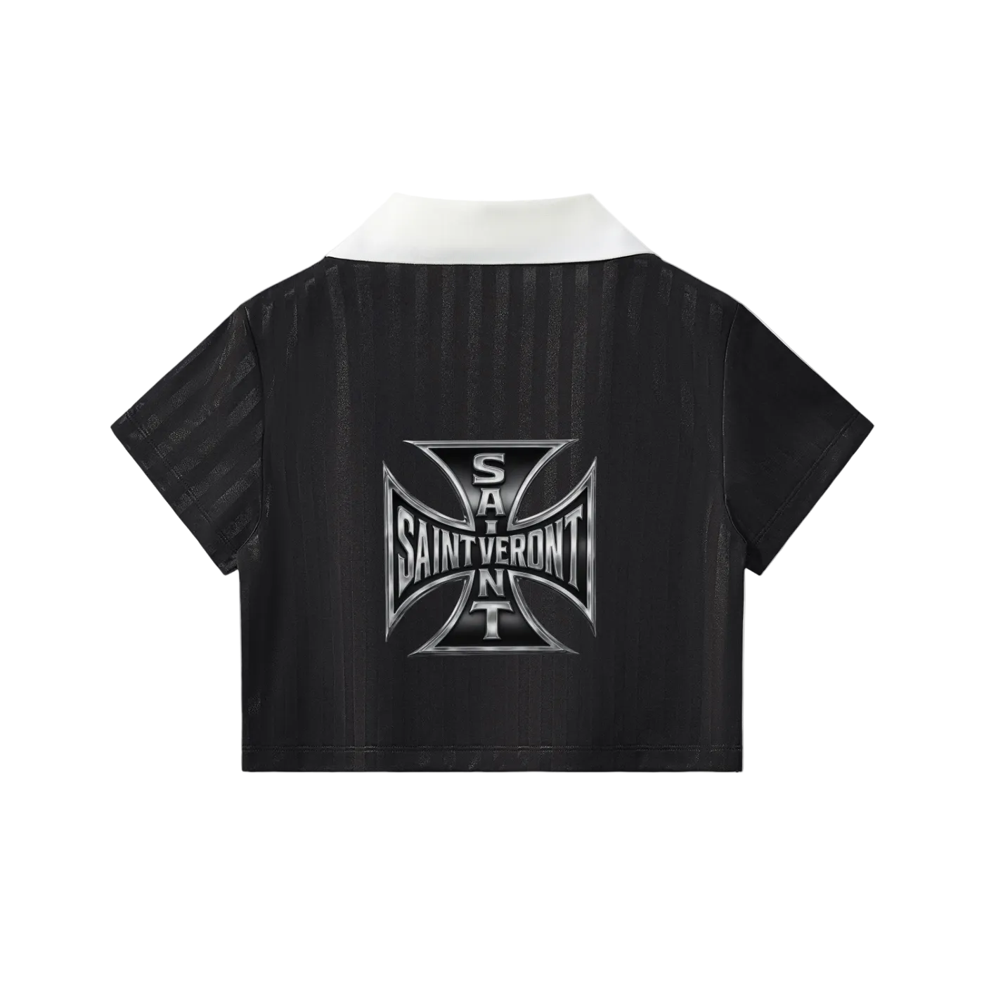 Contrast Collar Striped Cropped Jersey