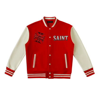 Saint Veront Fleeced red Varsity Jacket