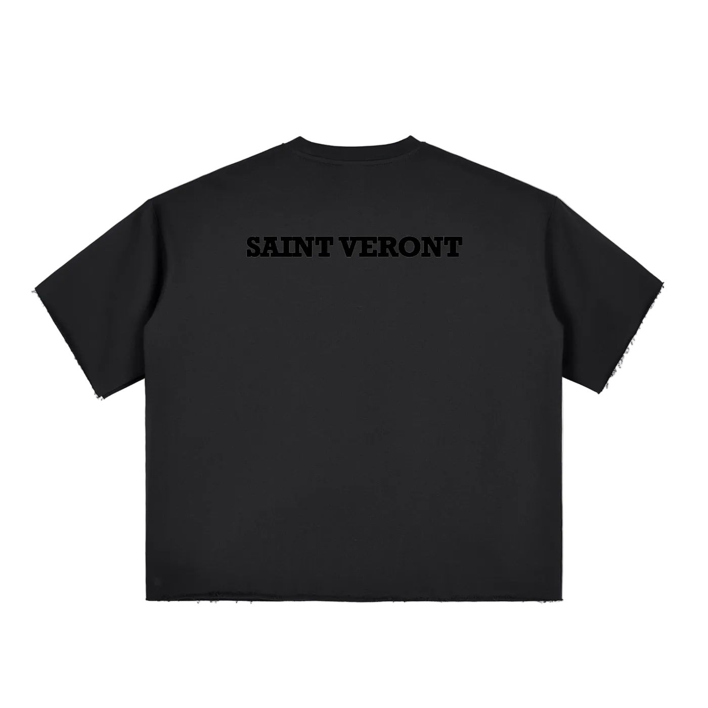 Boxy Half-Sleeve Raw-Edge T-Shirt
