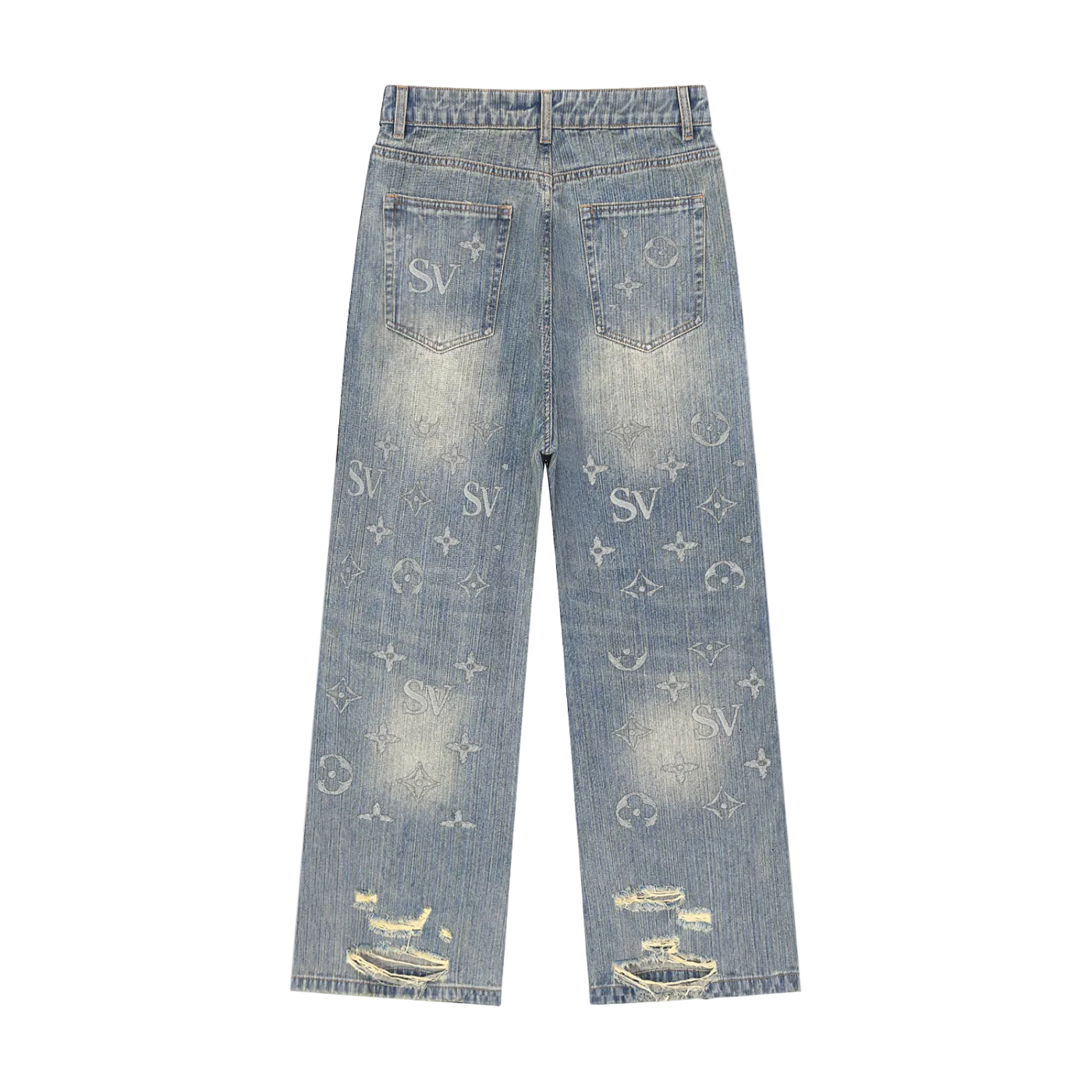 Saint Veront Vintage Wash Distressed Denim Jeans