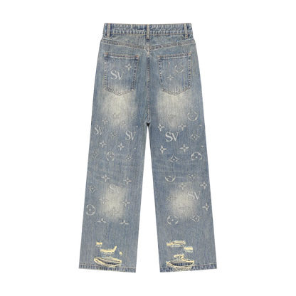 Saint Veront Vintage Wash Distressed Denim Jeans