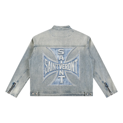 Saint Veront Vintage Wash Zip Denim Jacket