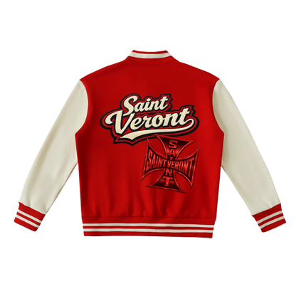 Saint Veront Fleeced red Varsity Jacket