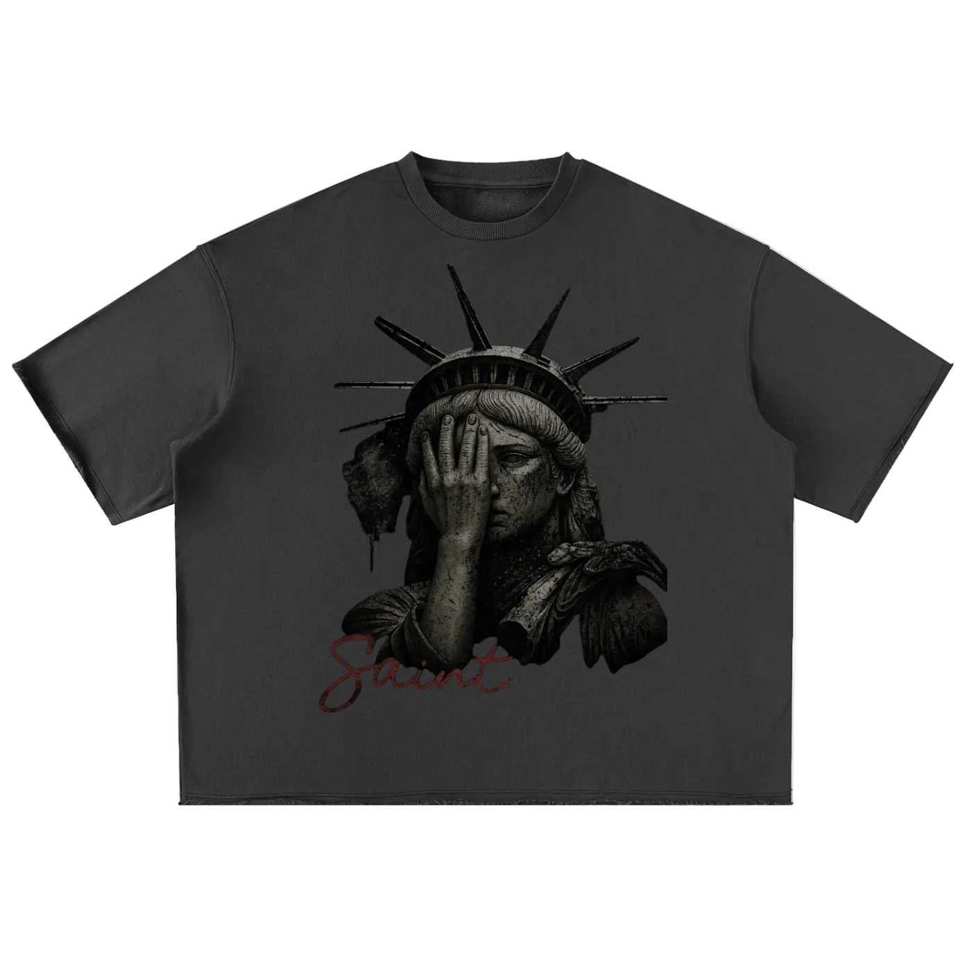 Saint Veront Washed Rolled Hem Half Sleeve T-Shirt