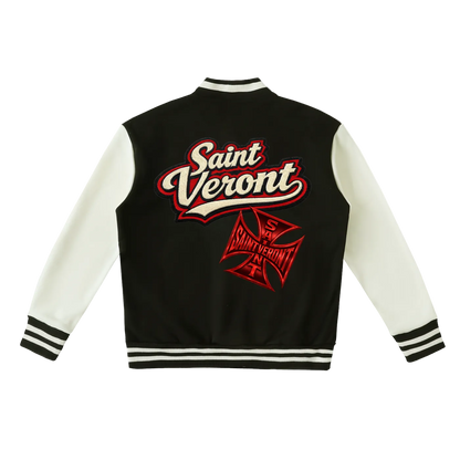 Saint Veront  Fleeced black Varsity Jacket
