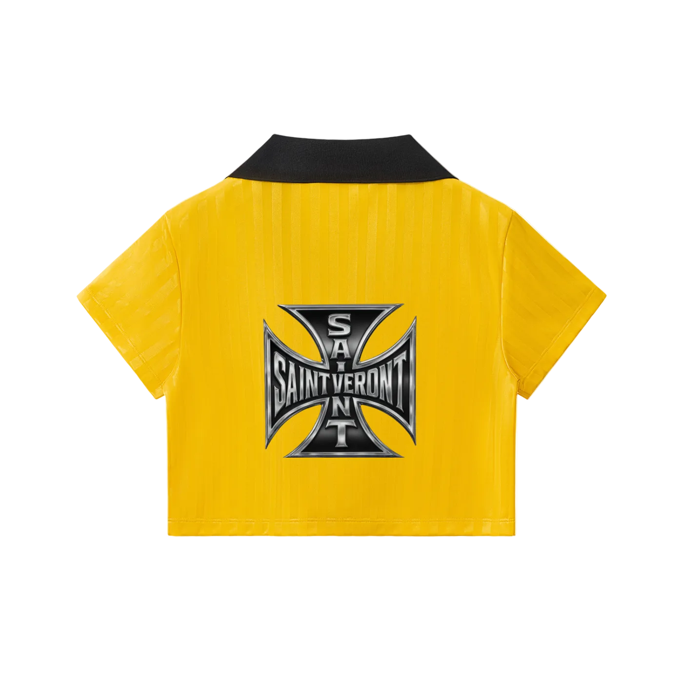 Contrast Collar Striped Cropped Jersey